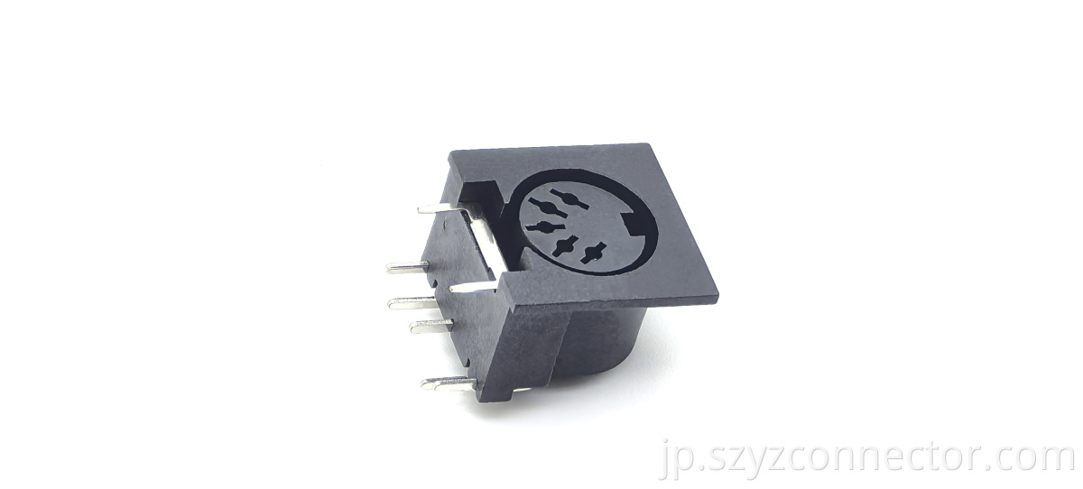 MINI DIN Board Connector:Large DIN Female header Connector Black Right Angle DIP